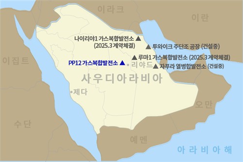 두산에너빌리티 사우디아라비아 수주 발전소 위치[두산에너빌리티 제공=연합뉴스. 재판매 및 DB 금지]