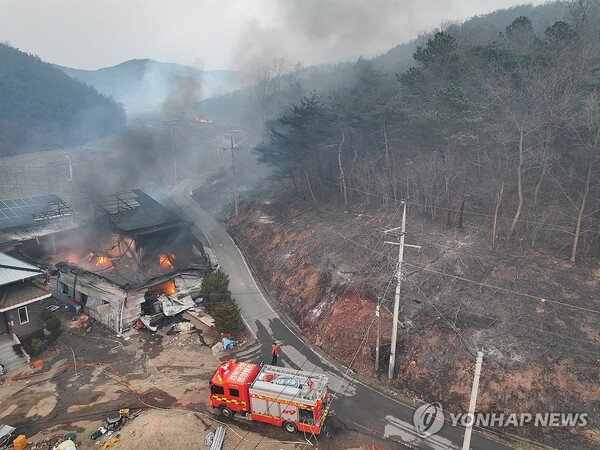 산불 번지는 의성(의성=연합뉴스)